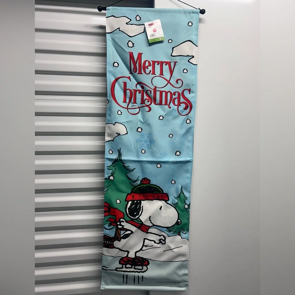 Peanuts 1.39-ft W x‎ 4.25-ft H Christmas Banner Snoopy New